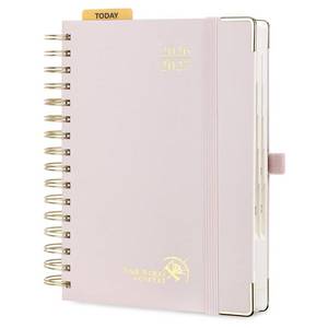 lot 12232 image: POPRUN 2026-2027 Daily Planner One Page Per Day, 5.75in x 8.5in, Academic Daily Calendar Book with July 2026 to June 2027, Hardcover Appointment Book with Hourly Time Slots, Spiral Bound, Monthly Tabs - Light Pink