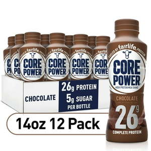 lot 13121 image: Core Power Protein Shake with 26g Protein by fairlife Milk  Chocolate  14 fl oz  12 Count