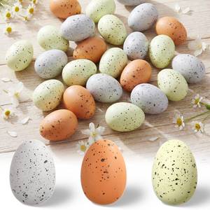 lot 13131 image: Beeveer 60 Pcs Pastel Easter Speckled Eggs 2.4 in Plastic Speckled Eggs with Pulp Cartons Vase Filler Bowl Basket for DIY Spring Easter Rustic Decor DIY Game Kitchen Craft Adornment(Classic Colors)