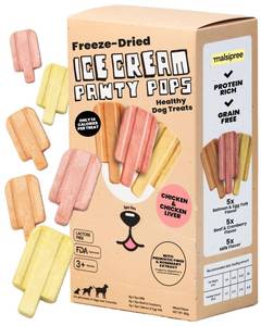 lot 14349 image: MalsiPree Dog Birthday Treats - Freeze Dried Puppy Ice Cream and Canine Popsicle - Healthy Pet Gift and Party Favors - Grain Free Dessert and Cake Alternative - Salmon, Beef and Chicken - 15 Count