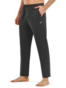 lot 14350 image: NORTHYARD Menfts Yoga Casual Sweatpants Cotton Athletic Lounge Pants Open Bottom Loose Exercise Straight Leg Pant with Pockets Black L