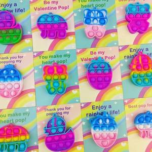 lot 14352 image: Pinkiwine 24 PCS Valentines Cards with Colorful Pop Toys for Kids School Class Classroom Valentines Day Gifts Prizes Party Favors