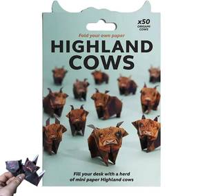 lot 14355 image: 50 Sheets DIY Paper Cats Cute Origami Paper to Fold Highland Cow Figures Fun Craft Activity for Adults Desk Decoration and Gift for Cow