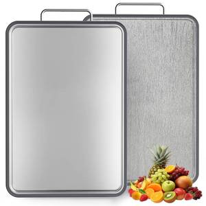 lot 14360 image: ANYZONE Stainless Steel Cutting Board for Kitchen, 17in x 11in Large Heavy Duty Chopping Board with Juice Grooves, Double Sided Defrosting Tray, Non-Slip Rust Resistant, Dishwasher Safe