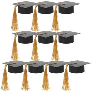 lot 14365 image: ABOOFAN 10Pcs Mini Graduation Cap Goblet Covers 2026 Graduation Party Wine Glass Topper Grad Hat Beverage Goblet Topper Party Favor 2.36in