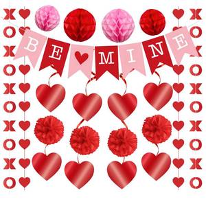 lot 14392 image: GIFTODAY 21Pcs Valentinefts Day Decorations Set - Pre-Assembled BE MINE Banner with Heart Swirls and XOXO Garlands, Romantic Party Decor for Engagement Wedding Anniversary Party