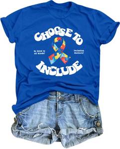 lot 14396 image: Autism Awareness Shirts for Women Choose to Include Print T Shirt Special Education Teacher Positive Tee Tops