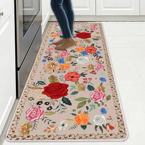 lot 14436 image: Floral Rugs for Kitchen Mat, Runner Rug for Entryway with TPR Backing 20inX47in Non Slip Farmhouse Carpet for Kitchen Floor Laundry Room Bathroom Bedroom Hallways Area Rugs