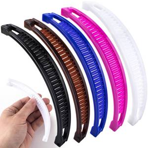 lot 14438 image: Winsyison 5pcs Banana Hair Clips, Non-Slip Large Hair Claws for Women, Classic Double Combs Hairpin Accessories for Thin Curly Straight Long Short Hairstyles- 5 Colors 2-Pack