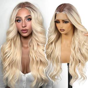 lot 19052 image: KOME Blonde Synthetic Lace Front Wig,136 Curly HD Lace Glueless Wigs for Women Natural Daily Use 26INTTF6623