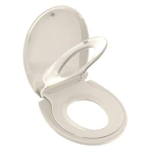 lot 19055 image: Potty Training Seat Built-in Toilet Seat, Round Toilet Seat 16.5inch with Baby Seat 2 in 1 Soft Close Quiet No Slapping, Magnetic Absorption, Easy Installation for Bottom Fixing ToiletAlmond