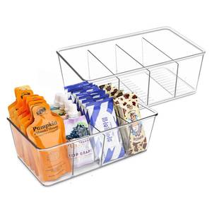 lot 19068 image: Batoto Pantry Organization and Storage Bins, Refrigerator Organizer Bins � Clear, Kitchen Organization and Storage with Dividers (2 Pack)