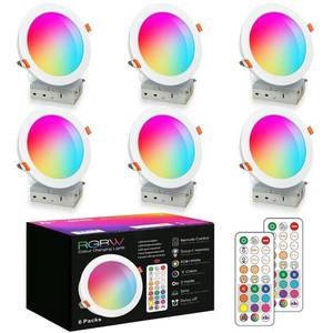 lot 19074 image: HEKEE LED Reccessed Downlights, Color Changing, 4 Inch, Recessed Ceiling Lights (5 Pack)