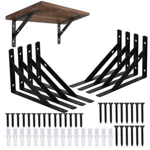 lot 19076 image: 2 Pcs Heavy Duty Shelf Brackets, Triangular Heavy Duty L Brackets for Shelves, Metal Shelf Supports Wall Mounting for Floating Shelves(Black, 5.9x3.7 inch) (7.874.720.63 inch)