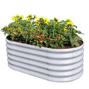 lot 19086 image: Land Guard 18in Tall 42ft Galvanized Raised Garden Bed Kit, Galvanized Planter Garden Boxes Outdoor, Oval Large Metal Raised Garden Bed for Vegetables��� (Modern Gray, 421.5ft)