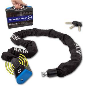 lot 19091 image: AKM Safe 80db Alarm 4ft120cm Long Anti Theft Heavy Duty Motorcycle Chain Lock 38ftft10mm Thick Weather Proof Durable Chains with 3 Customized Keys,Ideal for Bikes,Bicycles,Scooters,Moped