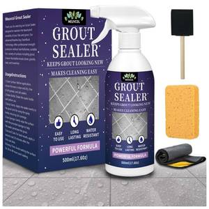 lot 19121 image: Meuvcol Grout Sealer,17.6 OZ Waterproof Grout Sealer for Shower, Floor, Kitchen - 100percent Safe Tile Sealer Spray - Long Lasting Clear Grout Sealant for Stone, Bathroom, Marble - Indoor and Outdoor