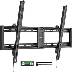 lot 19126 image: monTEK Heavy Duty Tilt TV Wall Mount for 43�100in Large Flat and Curved TVs, Holds 200 lbs, Ultra Slim Low Profile Bracket with 8° Tilt, Fits 16in18in24in32in Wood Studs, Max VESA 800x600, 4 Load Tested