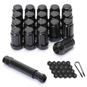 lot 19131 image: Acorn M12x1.5 Black Spline Lug Nuts - Set of 20, 1.38in Long, Fit for Honda Accord, CRV, Civic