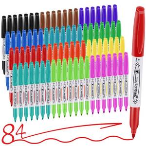 lot 19132 image: Affisure 12 Colors Permanent Markers 84 Pack colored marker sets, Assorted Colors MarkerFine Point Permanent Markers Bulk, Fast Dry, Waterproof, work on Plastic, Glass, Metal, Wood and Stone