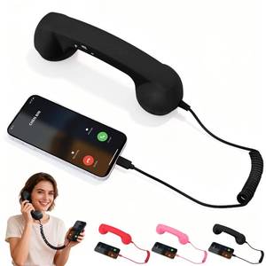 lot 20331 image: Retro Phone Handset,2026 New Retro Style Type-C Phone Handset,Type-C Retro Telephone Wired Handsets Style Landline Handle Receiver for Cell Mobile Video Conferences,Calls,Meetings (Pink)
