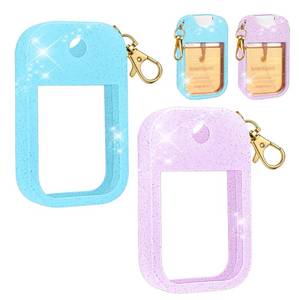 lot 20363 image: AIERSA 2Pcs Hand Sanitizer Spray Case Compatible with Touchland,Rabbit Ears Design Silicone Hand Sanitizer Case Holder with Keychain for Touch Land Mist Case 1FL. OZBluePurple
