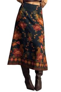 lot 20373 image: Breoklla Women 2025 Fall Skirt Boho Midi Western Skirt Floral Cowgirl Dress for Country Concert Outfit (2408B,Navy,S)