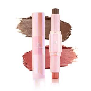 lot 20376 image: Color Nymph Blush Contour Stick, Double-end Cream Blush and Contour Makeup Stick Multiuse Blusher with Butter Bronzer For Cheeks Eyes Lip Matte Texture Silky-Smooth - 04# Coffee Cherry