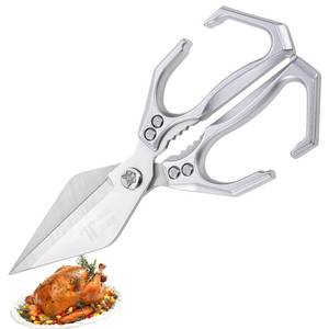 lot 20380 image: Kitchen Shears,Poultry Scissors,Stainless Steel Heavy Duty Scissors,Universal Metal Handles for Both Left and Right Hands,Dishwasher Safe Shears Sharp for MeatFoodHomeCourtyards(Silver)