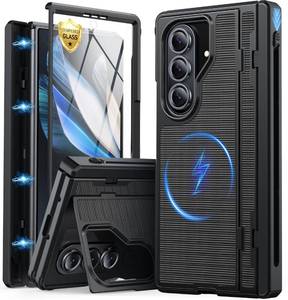 lot 20384 image: Oterkin Magnetic for Samsung Galaxy Z Fold 7 Case Built-in Screen Protector Kickstand Fit for MagSafe Hinge Protection and Thinner S Pen Holder  Full Body Shockproof Phone Case for Z Fold 7, Black