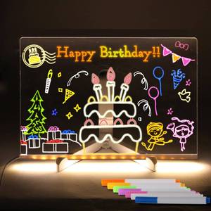 lot 20396 image: LED Note Board with 7 Colors, Lumi Dry Erase Board with Light, Light-Up Message Note Board with Stand as Night Light for RoomStoreOfficeFestivalGift,12in x 8in