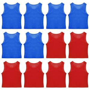 lot 20397 image: baotongle 12pcs Pinnies Scrimmage Vests Team Practice Jersey for Child Youth Teen Adult Lightweight Team Practice Basketball Jersey (12, Red and Blue, Extra Large) (Open Box, May Be Missing Pieces)