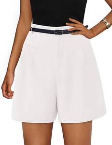 lot 20440 image: PRETTYGARDEN Shorts for Women Dressy 2026 Summer Elastic High Waisted Wide Leg Business Casual Work Shorts with Pockets (White,Medium)