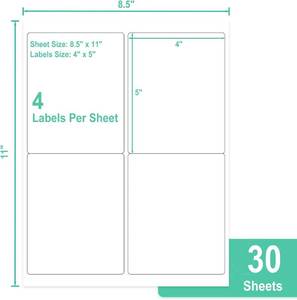 lot 20453 image: L LIKED 4in x 5in Printable 120 Labels White Matte Shipping Address Labels Stickers for LaserInkjet Printer (30 Sheets)