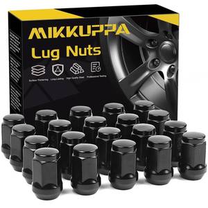 lot 20454 image: MIKKUPPA 12-20 20PCS Lug Nuts - Replacement for Jeep Wrangler JK Liberty Grand Cherokee, Ford Explorer Ranger Mustang Aftermarket Wheel, Black Closed End Bulge Acorn Solid Tire Nuts (MISSING 4 PIECES)
