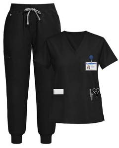 lot 20467 image: Eipnare Scrubs for Women Set, Stretchy V-Neck Top and Jogger Pants with Multi-Pocket Yoga Waistband (Large)