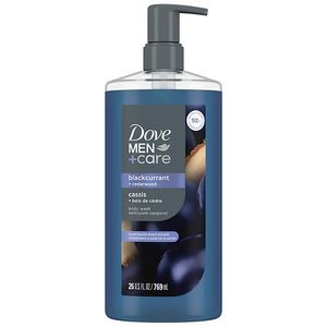 lot 20470 image: Dove MenCare Body Wash to Rebuild Skin in the Shower Blackcurrant with Plant-Based Cleansers and Moisturizers  26 fl oz