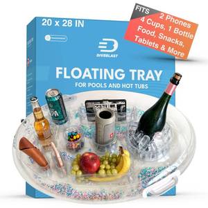 lot 20475 image: DIVEBLAST Transparent Floating Drink Holder for Pool, Hot Tub Accessories for Adults - Holds Up to 50 LBS - Glitter Fun Swimming Pool Accessories for Adults, Cool and Unique Drink Floaties