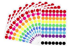 lot 20482 image: 700 PCS Dot Stickers 34 Inch Color Coding Labels Round Colored Dot Stickers, 10 Assorted Color Colorful Coding Label Circle Sticker for Toddler Office Student Classroom, 70 LabelsSheet (Open Box, May Be Missing Pieces)