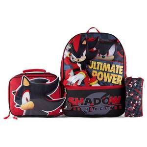 lot 20484 image: AI ACCESSORY INNOVATIONS Sonic the Hedgehog 5 PC Backpack Set for Girls and Boys, 16in Book Bag Featuring Shadow The Hedgehog, Black