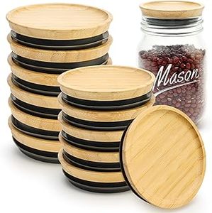 lot 1015 image: Benboo Bamboo Mason Jar Lids Set - Regular and Wide Mouth
