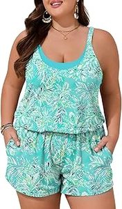 lot 20312 image: SummerMac Womenfts Floral Teal Swimsuit One-Piece Romper Beachwear (Plus Size 20W)
