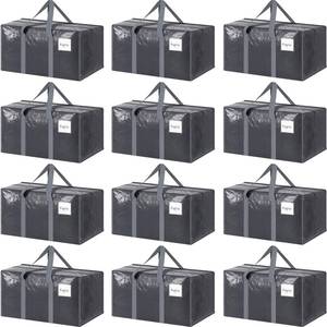 lot 1070 image: 12 Pack Extra Heavy Duty Large Moving Bags with Strong Zipper & Comfortable Handles, Sturdy & Durable Clothes Storage Bags Totes Bins, Packing Moving Boxes for College Supplies, Gray