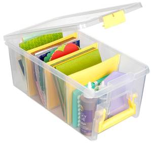 lot 1075 image: ArtBin 6925JY Semi Satchel with Yellow Accents Storage Container, Clear