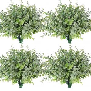 lot 1077 image: RECUTMS 12 Bundles Artificial Bushes Greenery Plants Stems Faux Shrubs Boxwood Plants Outdoor Fake Eucalyptus for Spring Summer Farmhouse Home Wedding Patio Indoor Graduation Party Decor(Dusty Green)