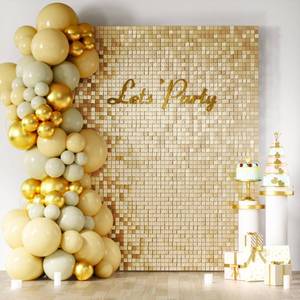 lot 1082 image: COKAOBE Champagne Gold Sequin Wall Backdrop, 24PCS Square Sequin Shimmer Backdrop Panel, Photo Backdrops for Birthday, Anniversary, Wedding, Graduation & Bachelorette Party Decoration