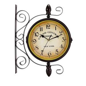lot 1089 image: Dyna-Living Double-Sided Wall Clock 8 inch Vintage Clock Wall Mounted, 360-degree Rotation Antique Wall Clocks, Grand Central Station Clock Wrought Iron Hanging Wall Clocks