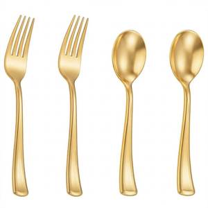 lot 1097 image: Goodluck 200 PCS Gold Plastic Silverware, Heavy Duty Plastic Cutlery Includes 100 Forks and 100 Spoons, Elegant Disposable Utensils, Durable Flatware for Parties, Weddings Catering and Dinners