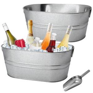 lot 1101 image: 2 Pack 4 Gallon Galvanized Tub Ice Buckets for Parties Portable Beverage Tub with Handles Champagne Bucket Metal Ice Buckets for Cocktail Bar with Ice Scoop