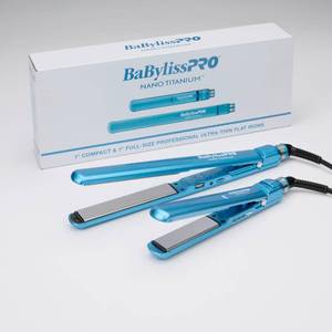 lot 1105 image: BaBylissPRO Nano Titanium Professional 1 Full Size Ultra Thin Flat Iron (BNT4072TUC) and 1 Compact Ultra-Thin Flat Iron (BNTC4072T) Limited Edition Prepack